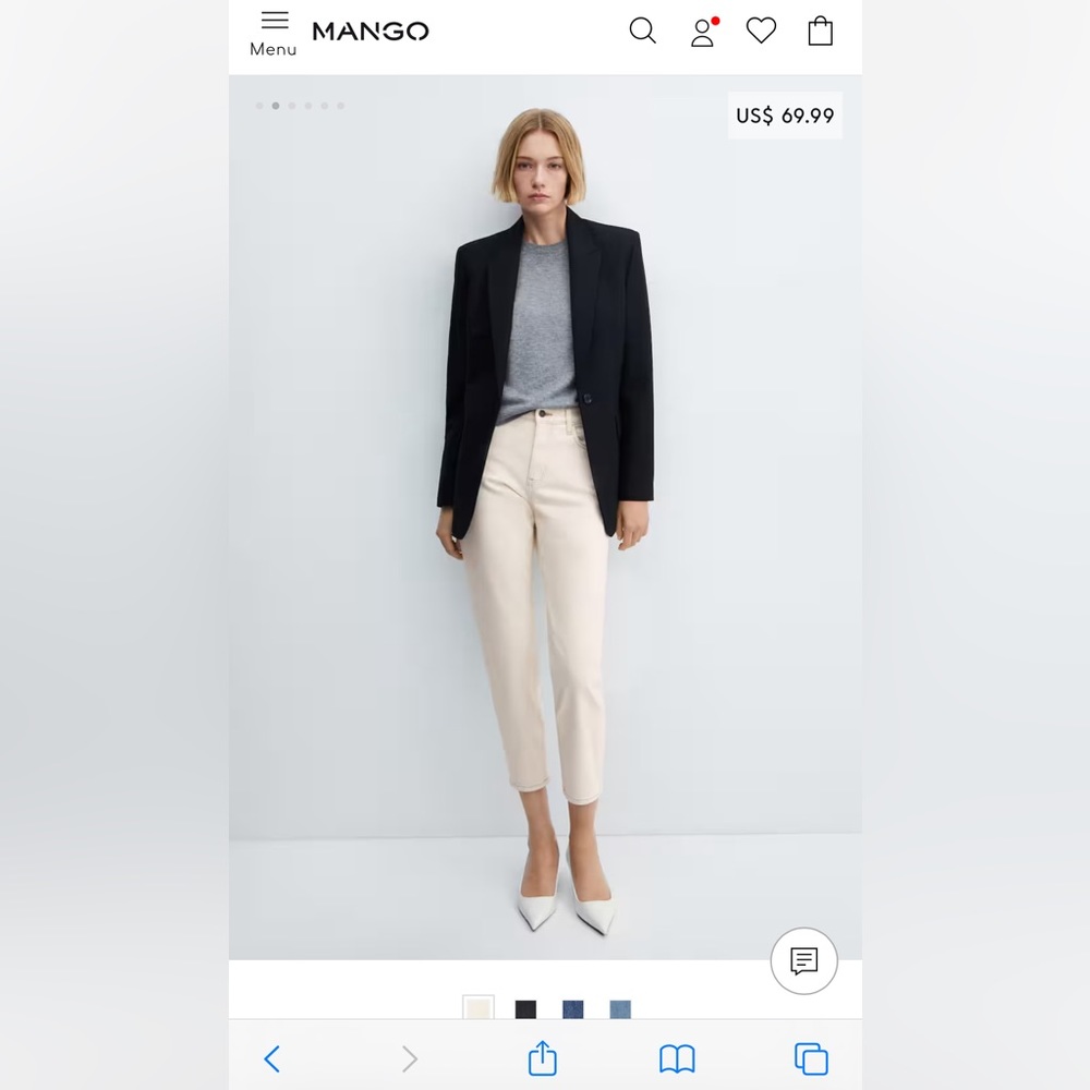 NWT MANGO Mom comfort high rise ankle jeans